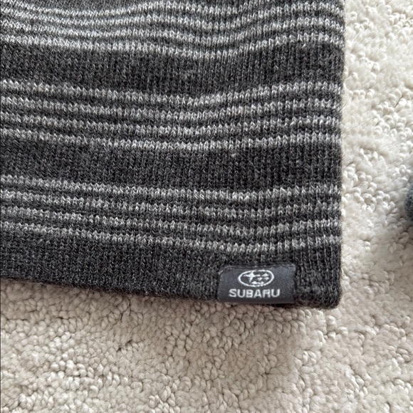 Striped Beanie Set - Black and Gray Subaru hat and blue and gray hat - Picture 2 of 7